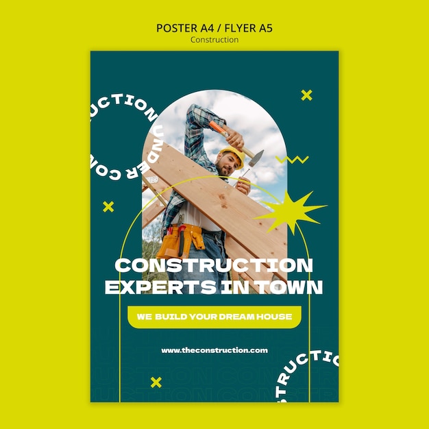 Construction project poster template