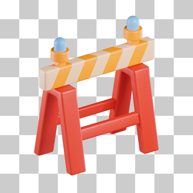 Construction Road Barrier 3D Icon