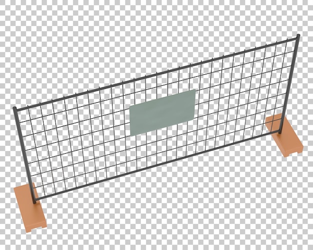 Construction site fence on transparent background 3d rendering illustration