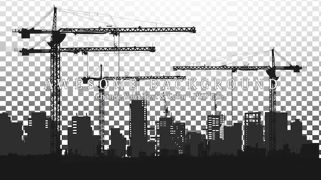 PSD construction skyline with cranes