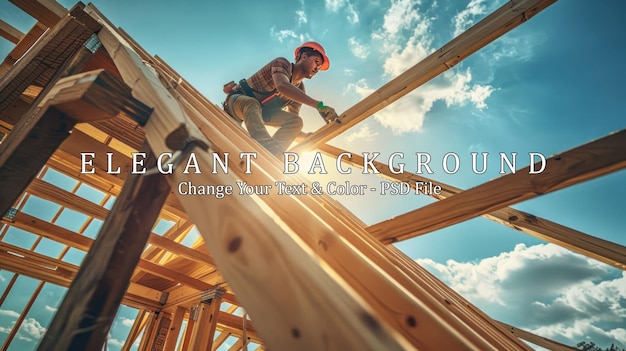 PSD construction worker building a roof