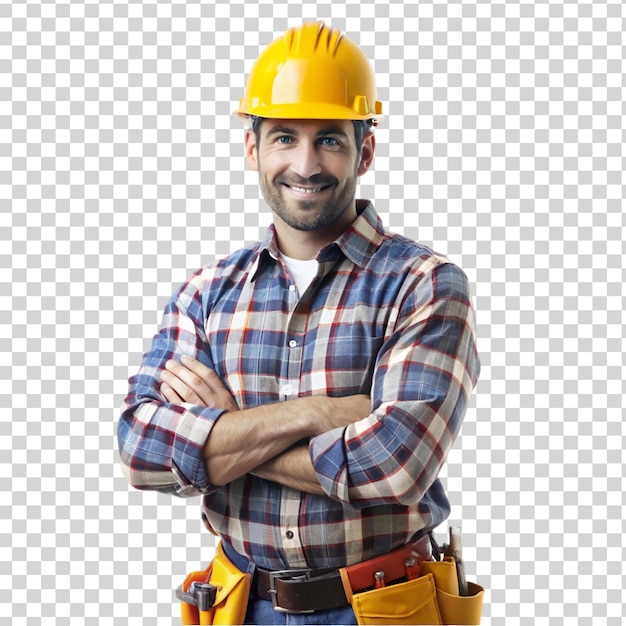 Construction worker isolated on transparent background