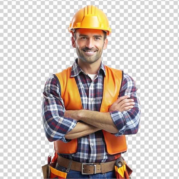 Construction worker isolated on transparent background