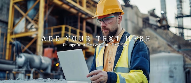 Construction Worker using a Laptop