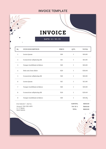 PSD consultant invoice template for excel design