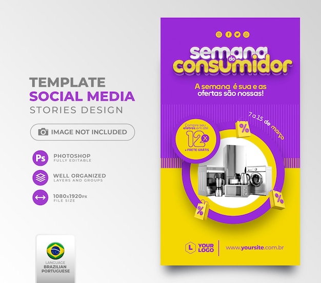 Consumer week social media post in Brazilian Portuguese template design