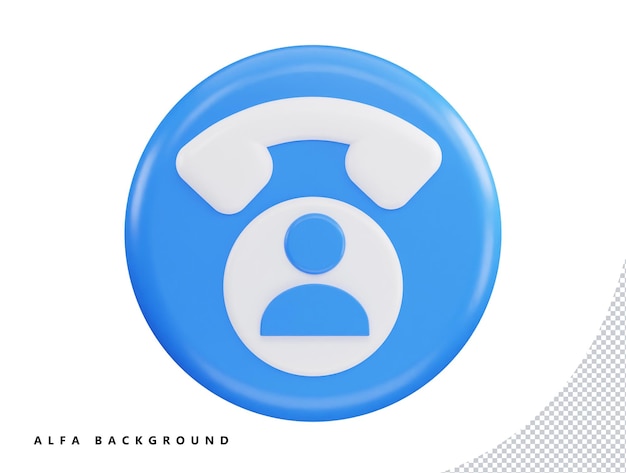 Contact phone call and user with 3d vector icon illustration