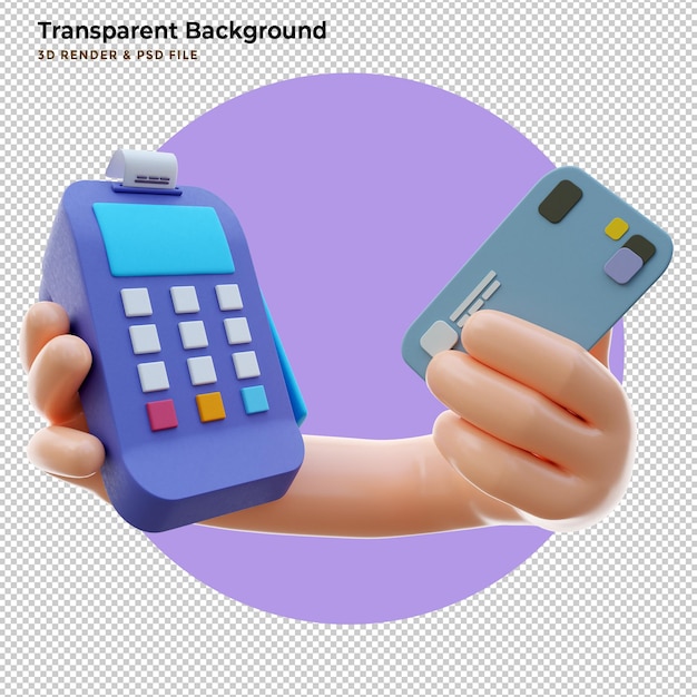 Contactless payment. Male hand holding credit card. Illustration of wireless mobile payment by credit card. 3D Illustrations.