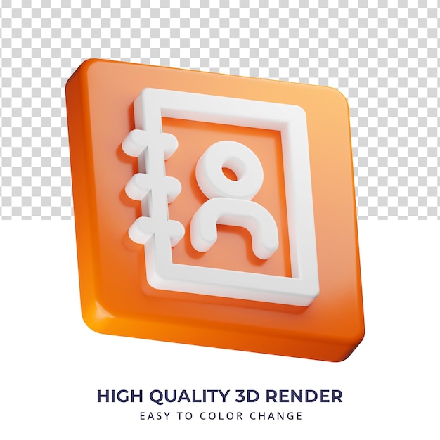 Contacts icon high quality 3d rendering isolated concept