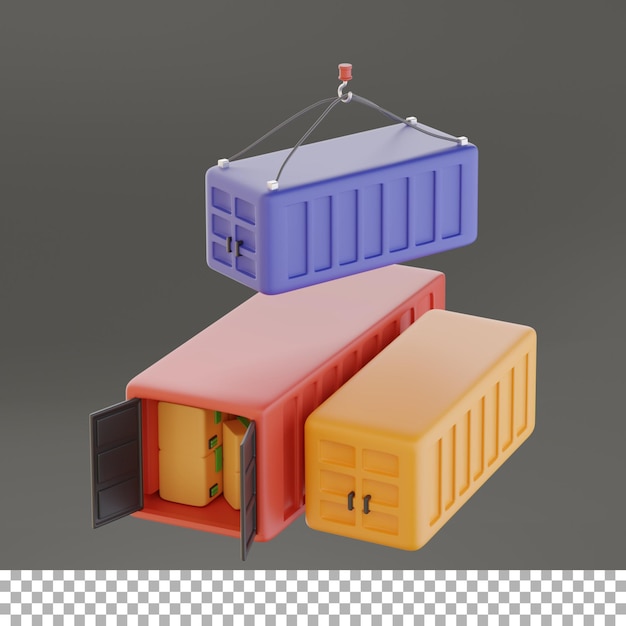 Container With Box 3d Icon