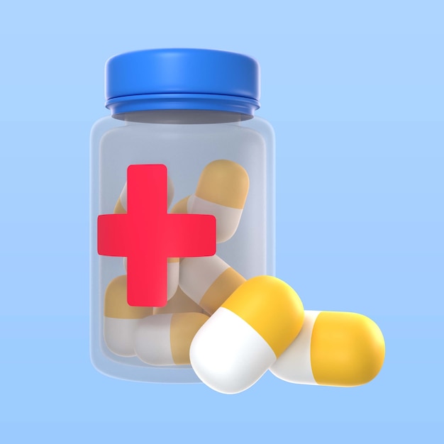 Container with pills illustration