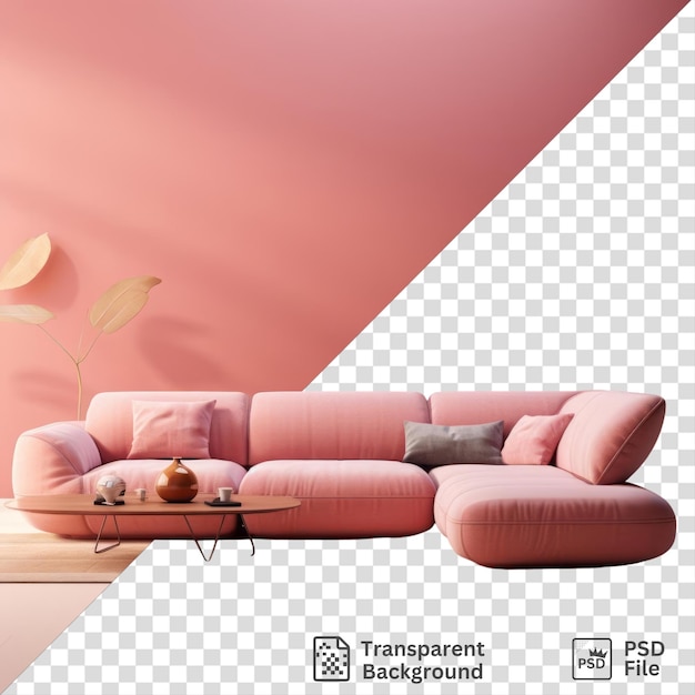 contemporary sofa styles showcased on a living room with transparent background object isolated