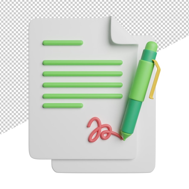 Contract Job Offer front view 3d rendering icon illustration on transparent background