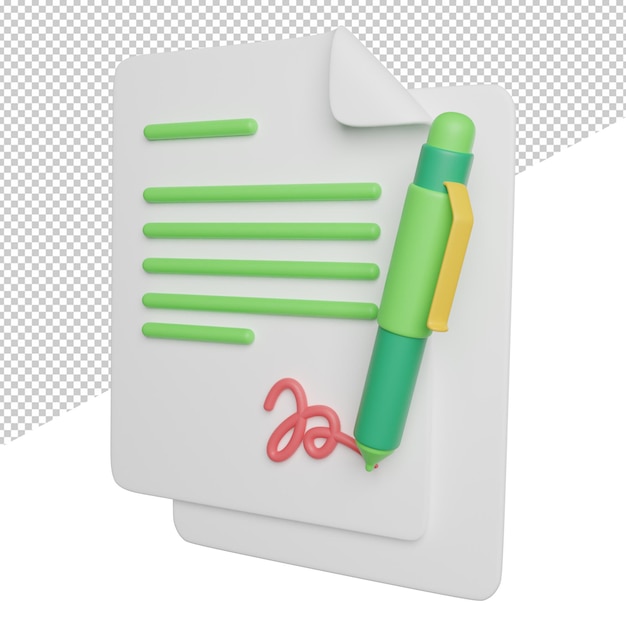 Contract Job Offer side view 3d rendering icon illustration on transparent background