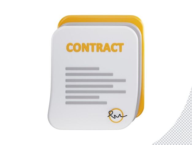 Contract paper with signature icon 3d rendering vector illustration