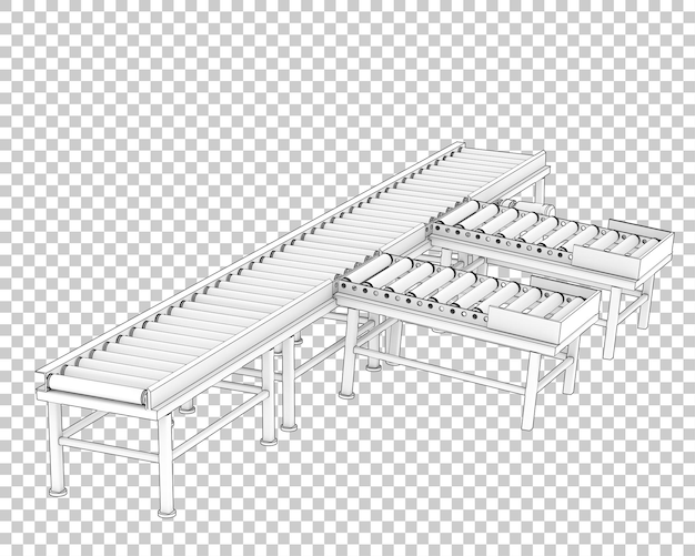 PSD conveyor belt isolated on transparent background 3d rendering illustration