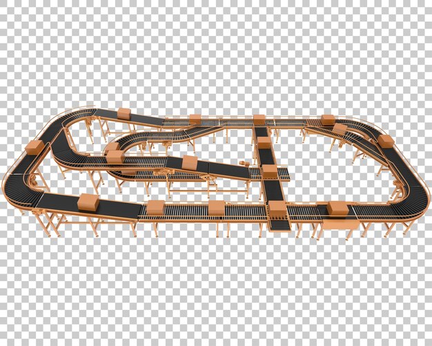 Conveyor belt isolated on transparent background 3d rendering illustration