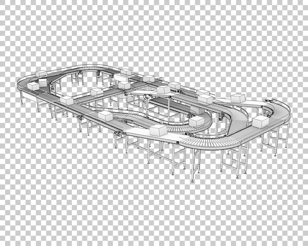 PSD conveyor belt isolated on transparent background 3d rendering illustration