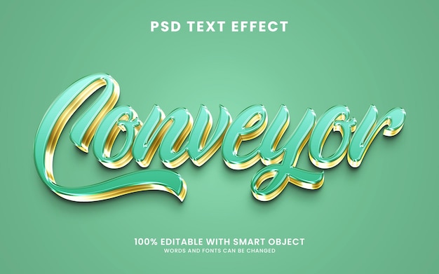 Conveyor shiny golden style 3d text effect