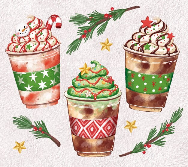 PSD coofe cafe frappuccino merry christmas milkshake package