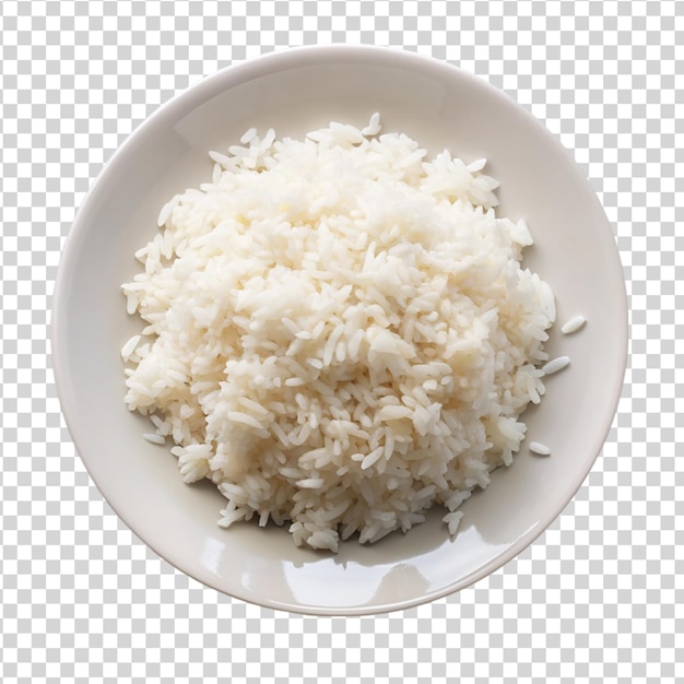 PSD cooked rice in of plate isolated on white background