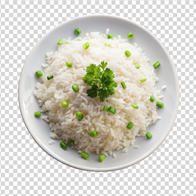 PSD cooked rice in of plate isolated on white background