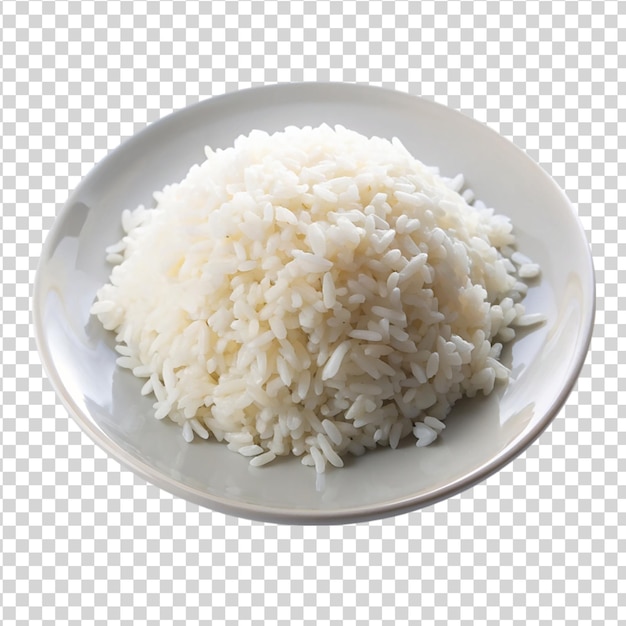 PSD cooked rice in of plate isolated on white background