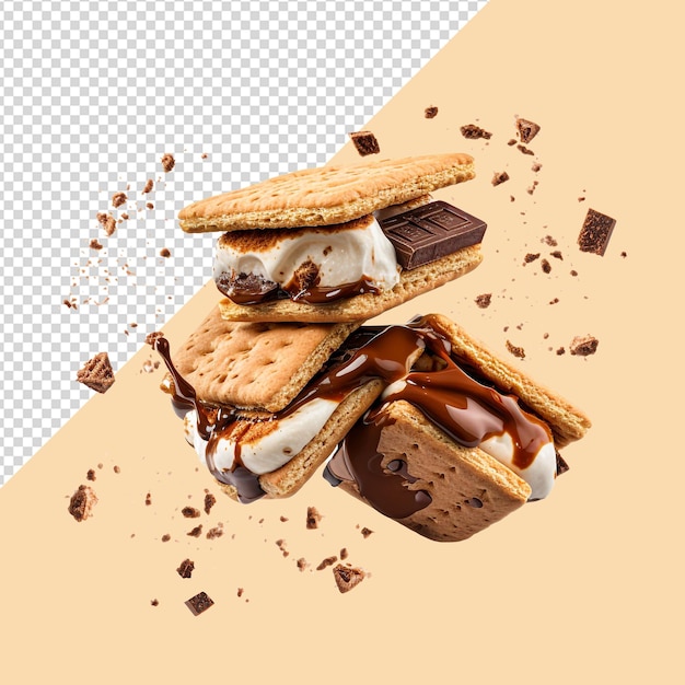 PSD a cookie with chocolate chips and a brown background