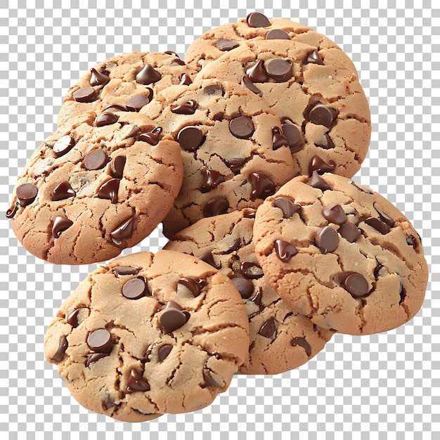 Cookie with chocolate chips png isolated on transparent background