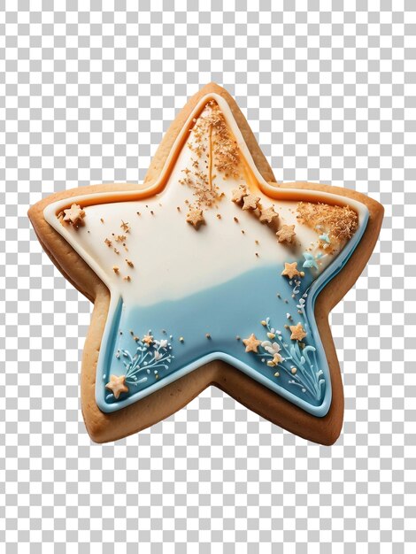 PSD cookie with star shaped icing and star on a transparent background