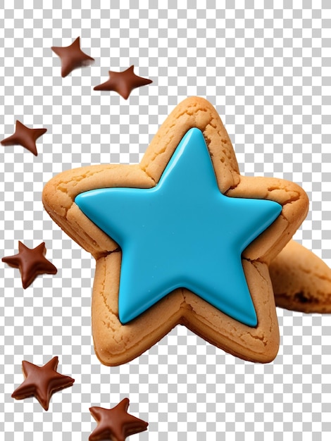 cookie with star shaped icing and star on a transparent background