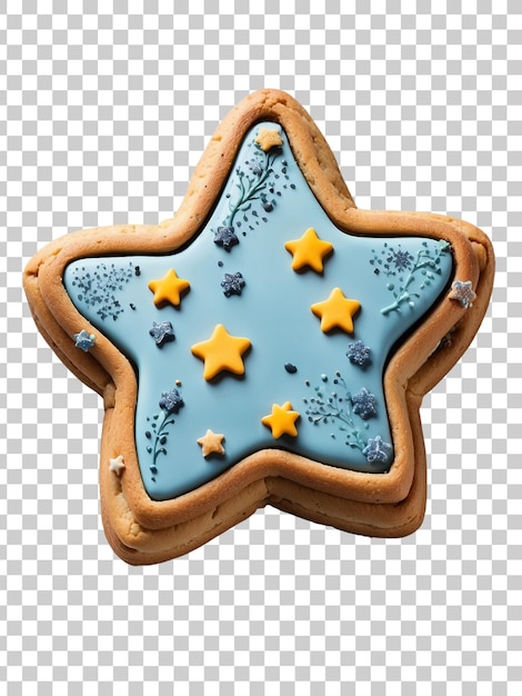 PSD cookie with star shaped icing and star on a transparent background