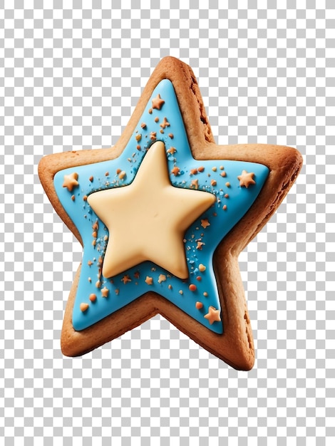 PSD cookie with star shaped icing and star on a transparent background