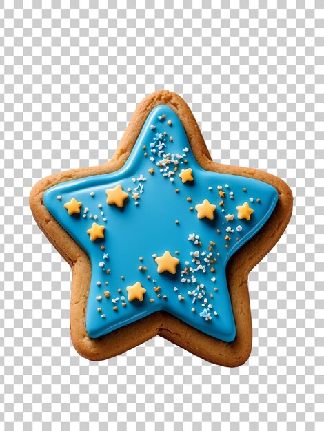 cookie with star shaped icing and star on a transparent background