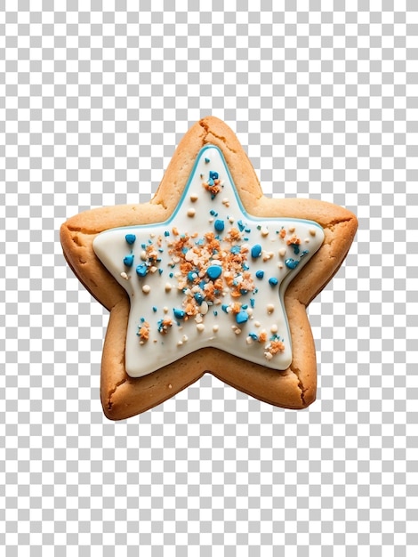 cookie with star shaped icing and star on a transparent background