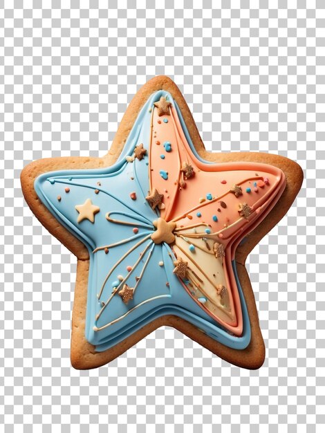 PSD cookie with star shaped icing and star on a transparent background