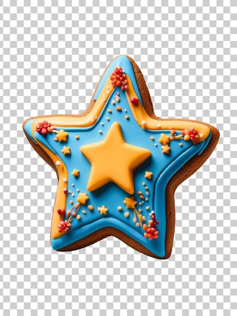 cookie with star shaped icing and star on a transparent background