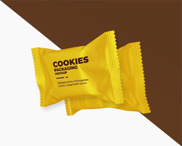 PSD cookies package mockup food pack mockup chocolate package mockup