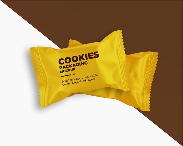 PSD cookies package mockup food pack mockup chocolate package mockup