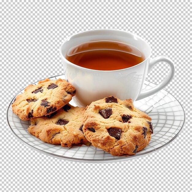 PSD cookies and tea isolated on a transparent background