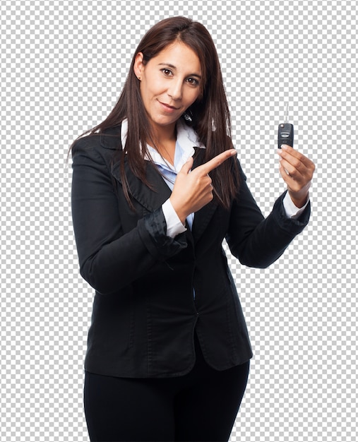 Cool business woman with remote control car