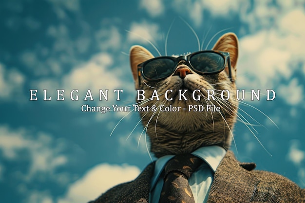 PSD cool cat in sunglasses and suit