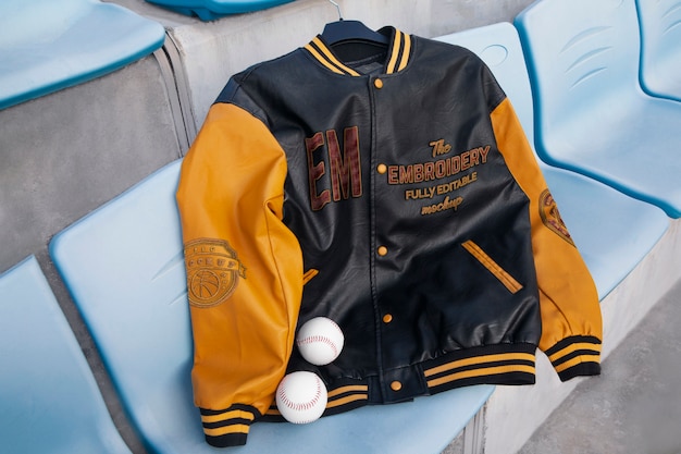 Cool varsity jacket  outdoors