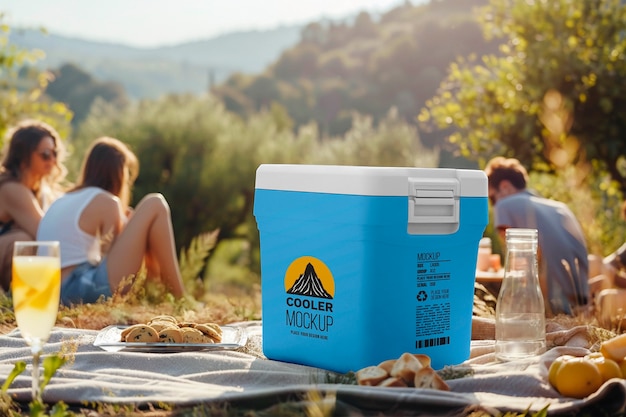 Cooler mock-up with mountain view