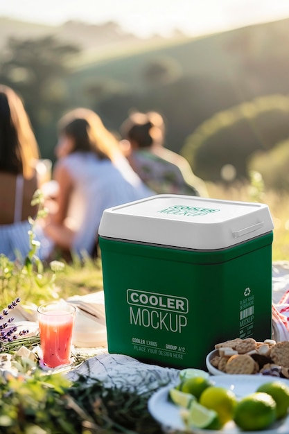 Cooler mock-up with mountain view