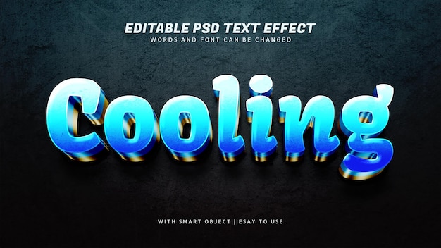 Cooling 3d blue text effect editable