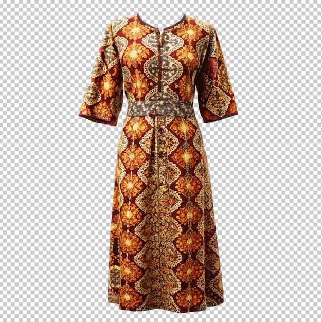 PSD cooperative batik dress with jata negara motif isolated on transparent background