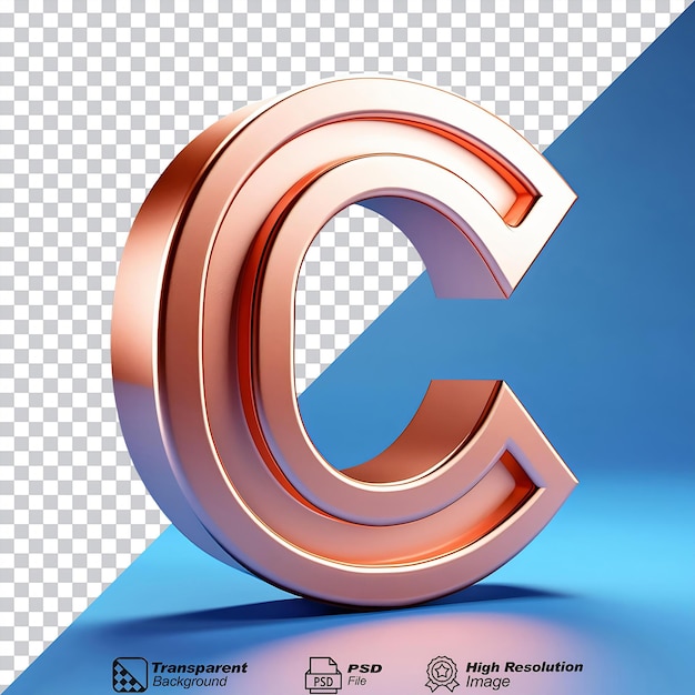 Copper Outline Letter C isolated on transparent background