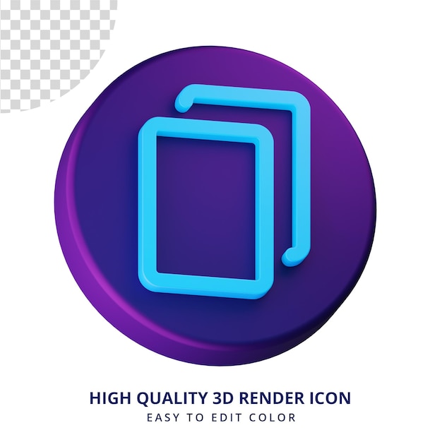 Copy icon in 3d rendering isolated concept for ui design