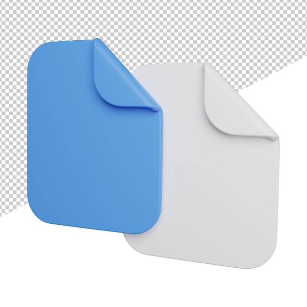 Copy Paste Document File side view 3d icon rendering illustration on transparent background